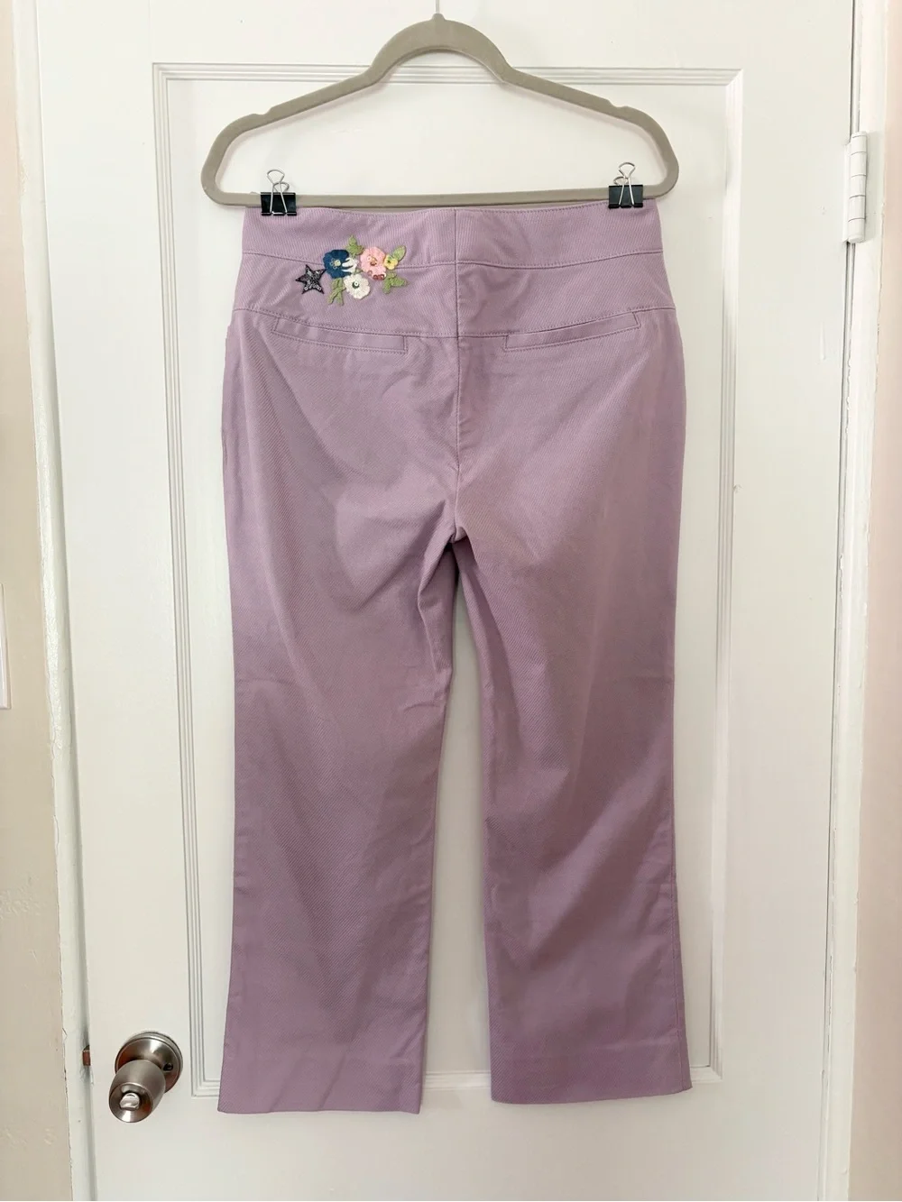 Coach x Selena Gomez Lilac Sequin Floral Appliqué Capri cropped Pants Rare